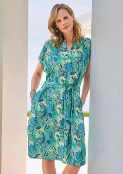 Robe en viscose avec ceinture à nouer