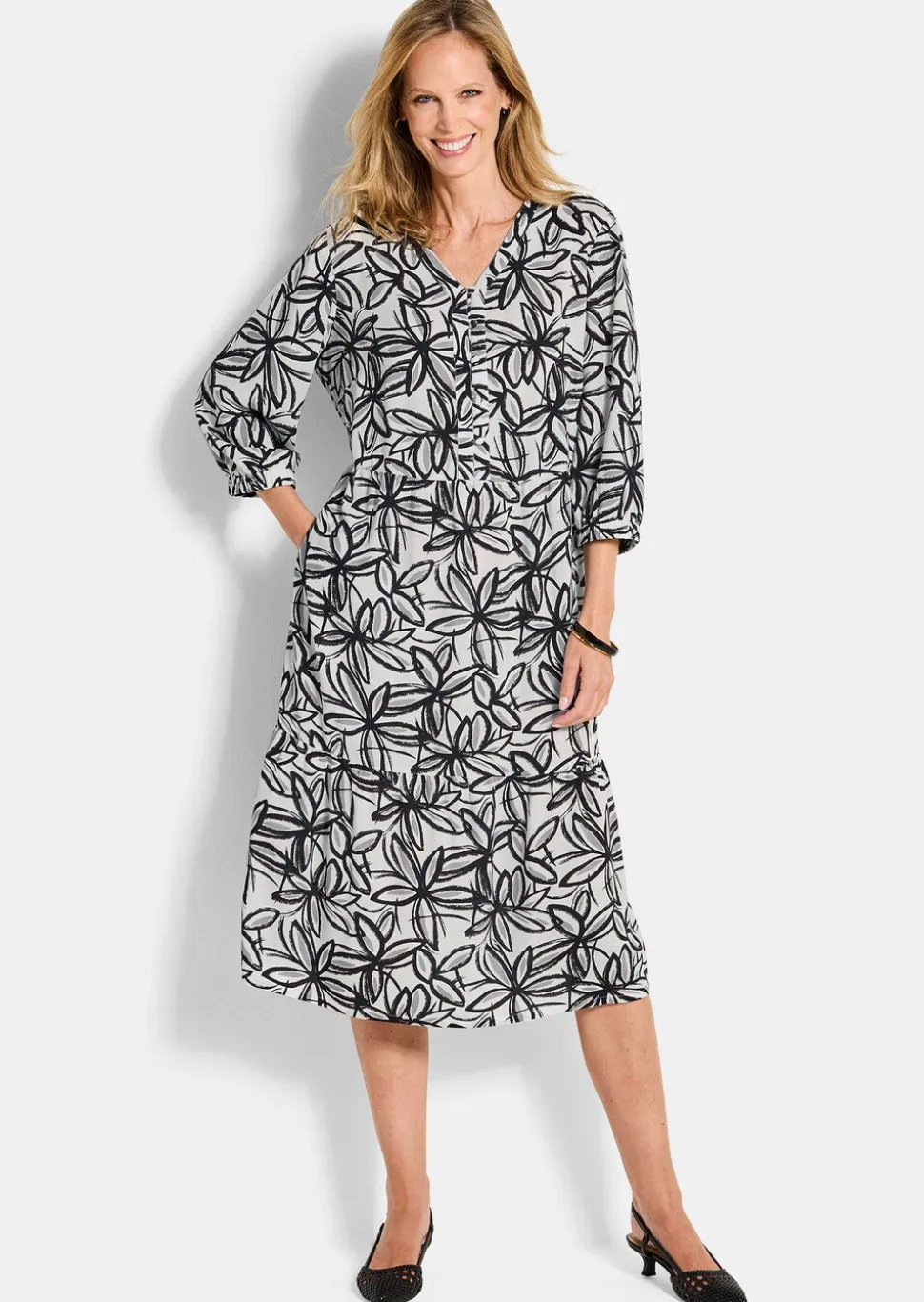 Robe en viscose avec encolure en V