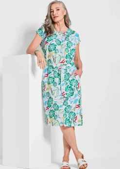 Robe imprimée avec imprimé intégral et ceinture à nouer