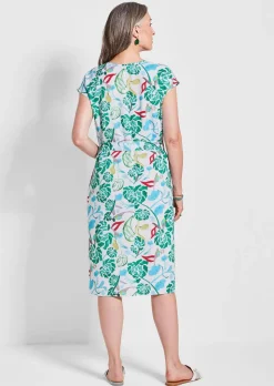 Robe imprimée avec imprimé intégral et ceinture à nouer
