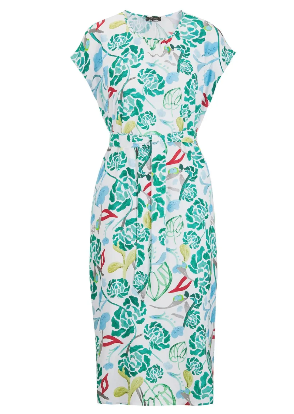 Robe imprimée avec imprimé intégral et ceinture à nouer