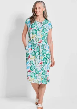 Robe imprimée avec imprimé intégral et ceinture à nouer