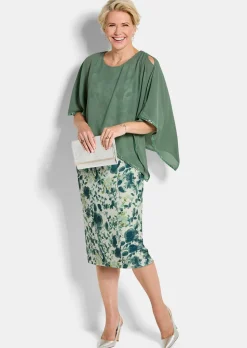 Robe à motif floral avec drapé en voile