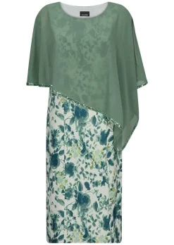 Robe à motif floral avec drapé en voile