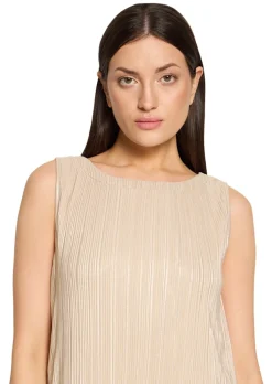 Robe plissée, coloris or brillant, sans manches