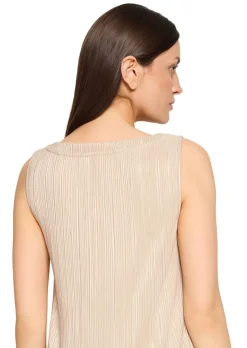 Robe plissée, coloris or brillant, sans manches