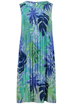 Robe plissée évasée, sans manches