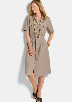 Robe safari en coton et lin