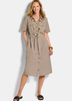 Robe safari en coton et lin