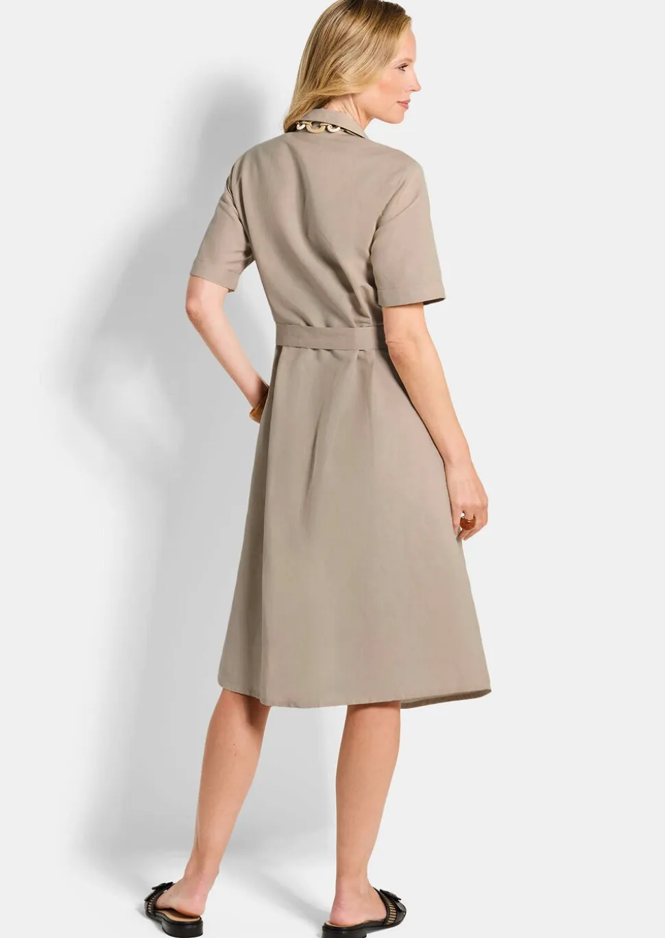 Robe safari en coton et lin