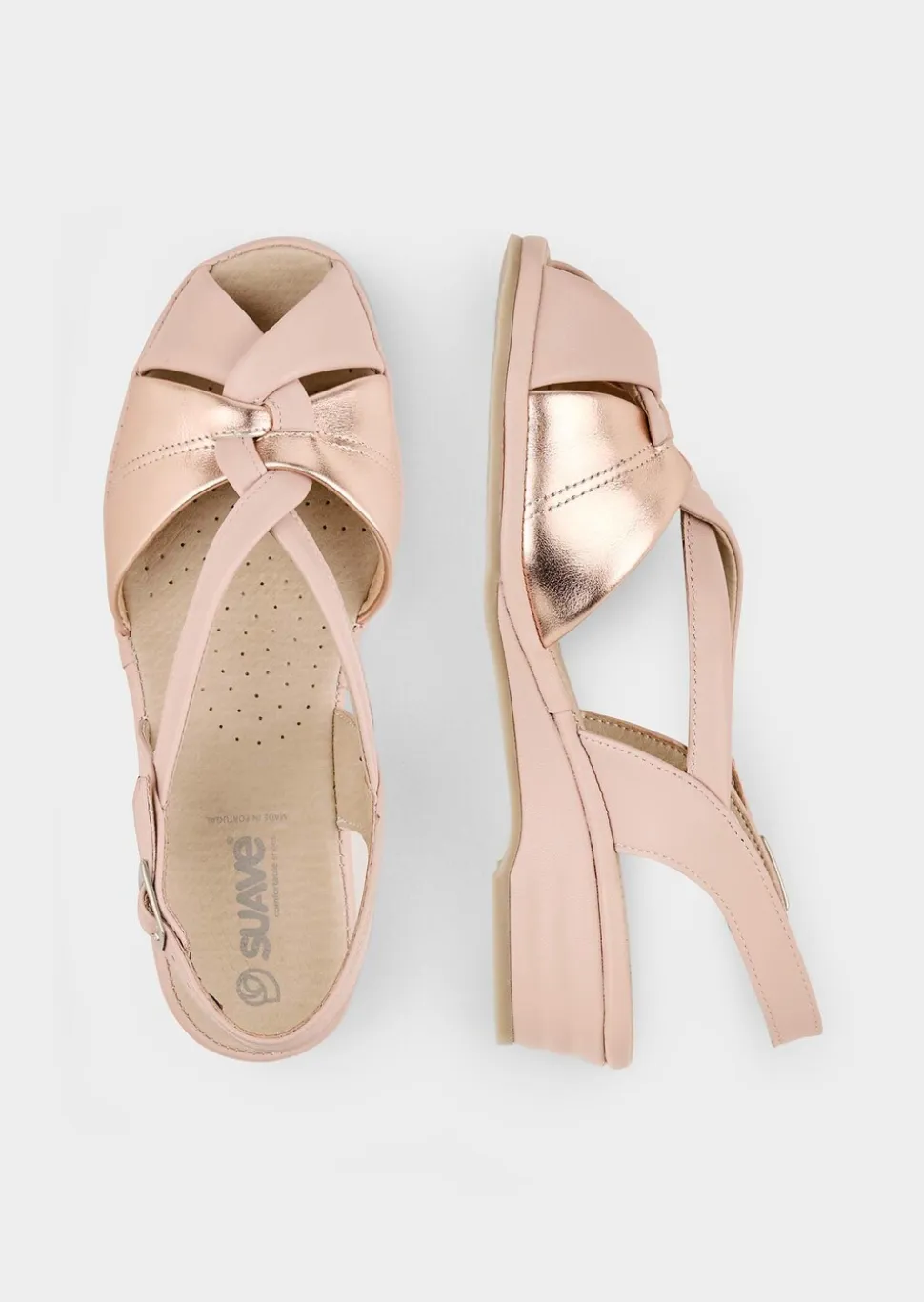 Sandales classiques en cuir doux, avec détails brillants