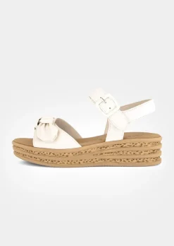 Sandales compensées en cuir véritable