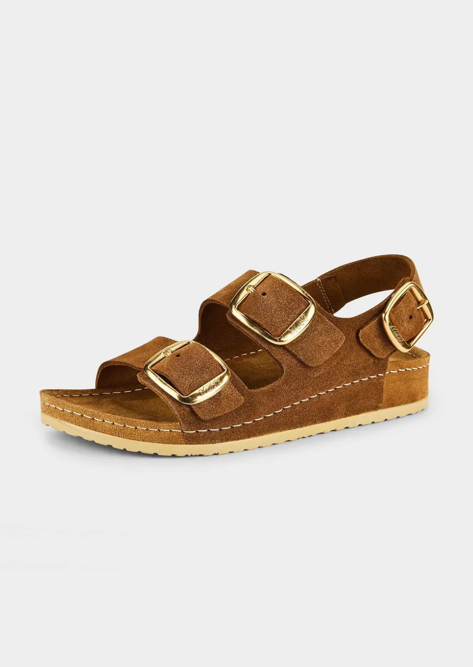 Sandales en cuir avec boucles, coloris or