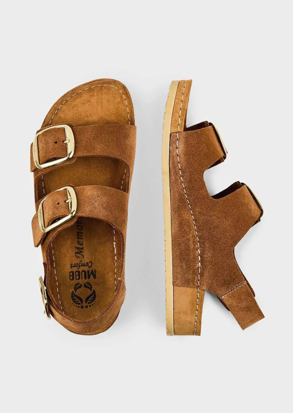 Sandales en cuir avec boucles, coloris or