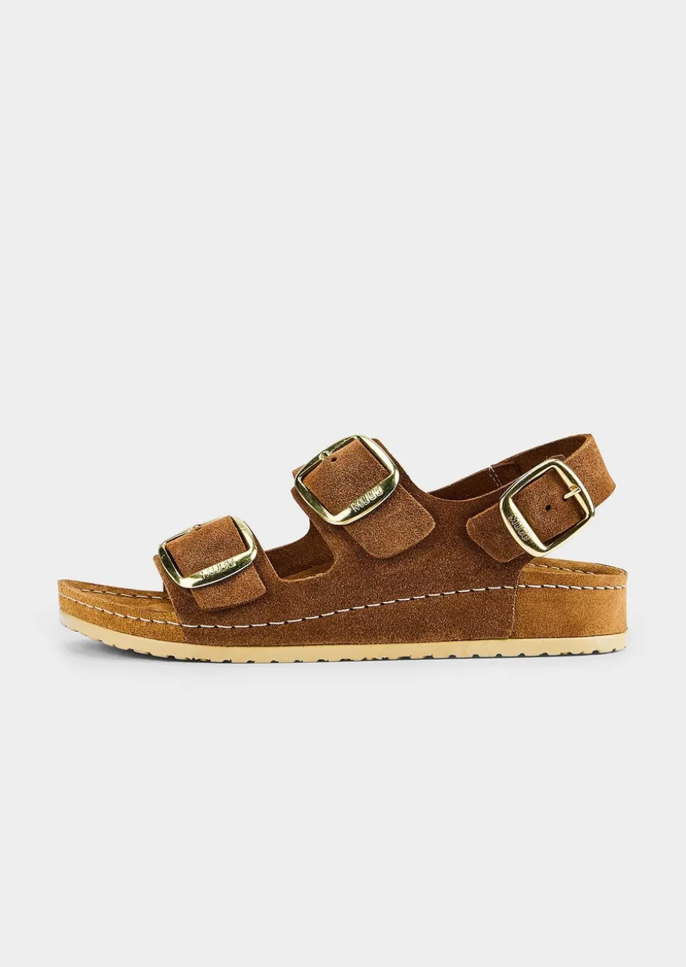 Sandales en cuir avec boucles, coloris or
