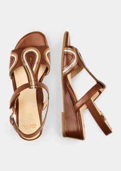 Sandales en cuir avec talon compensé
