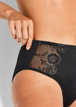 Slip aille haute avec empiècement en dentelle