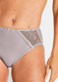 Slip aille haute avec empiècement en dentelle