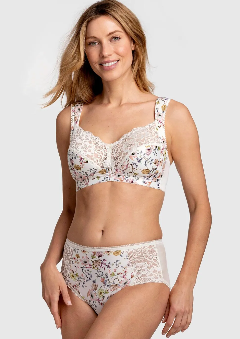 Slip avec imprimé fleuri et dentelle