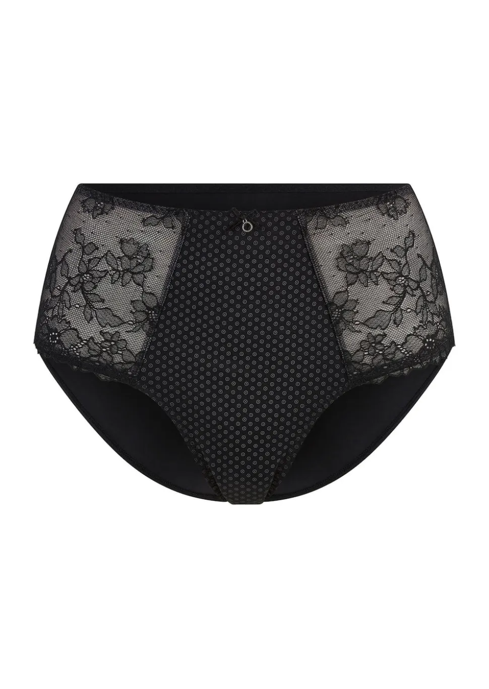 Slip taille haute en charmeuse et dentelle