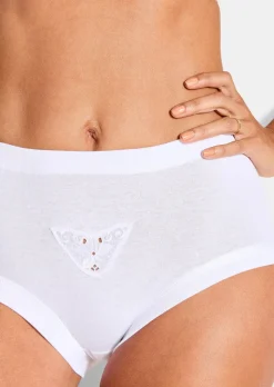 Slip taille haute en lot de 3, avec dentelle