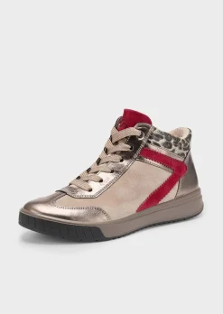 Sneakers avec détails métallisés et imprimé léopard