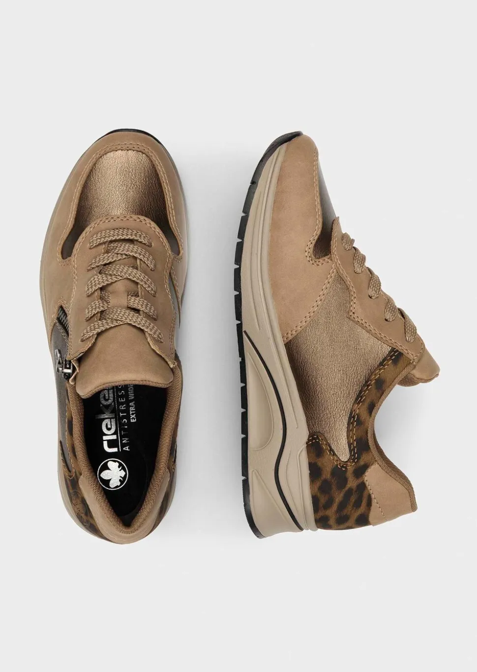 Sneakers avec imprimé animalier et détails métallisés