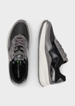 Sneakers en cuir lisse et cuir suédé