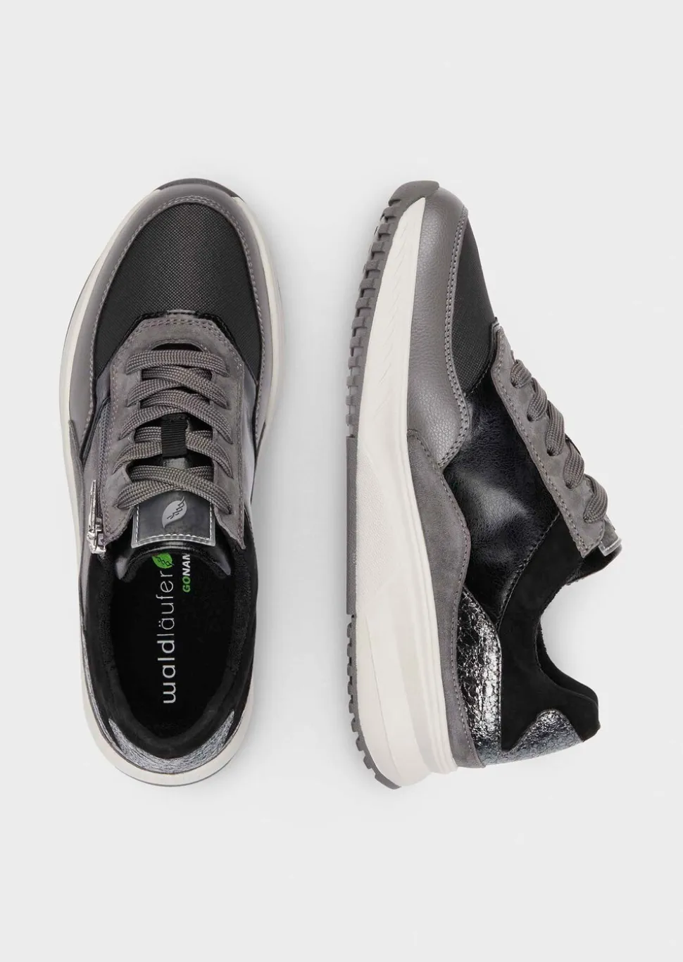 Sneakers en cuir lisse et cuir suédé