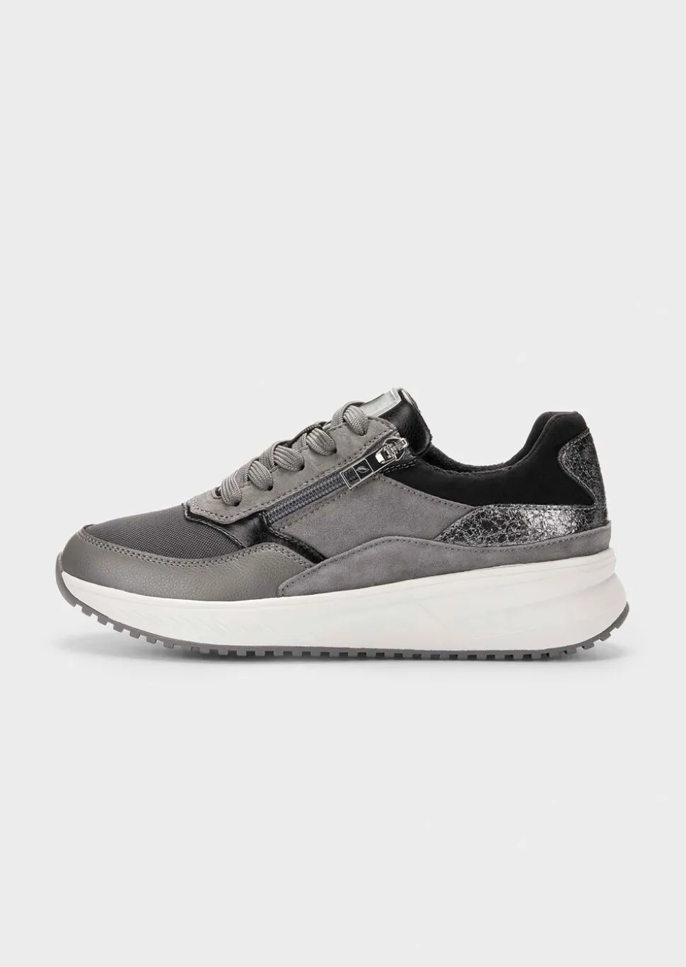 Sneakers en cuir lisse et cuir suédé