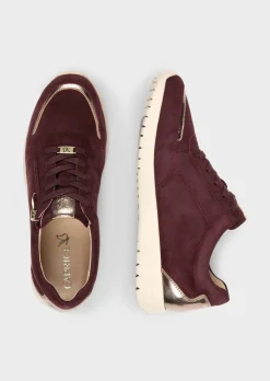 Sneakers en cuir suédé, avec détails métallisés