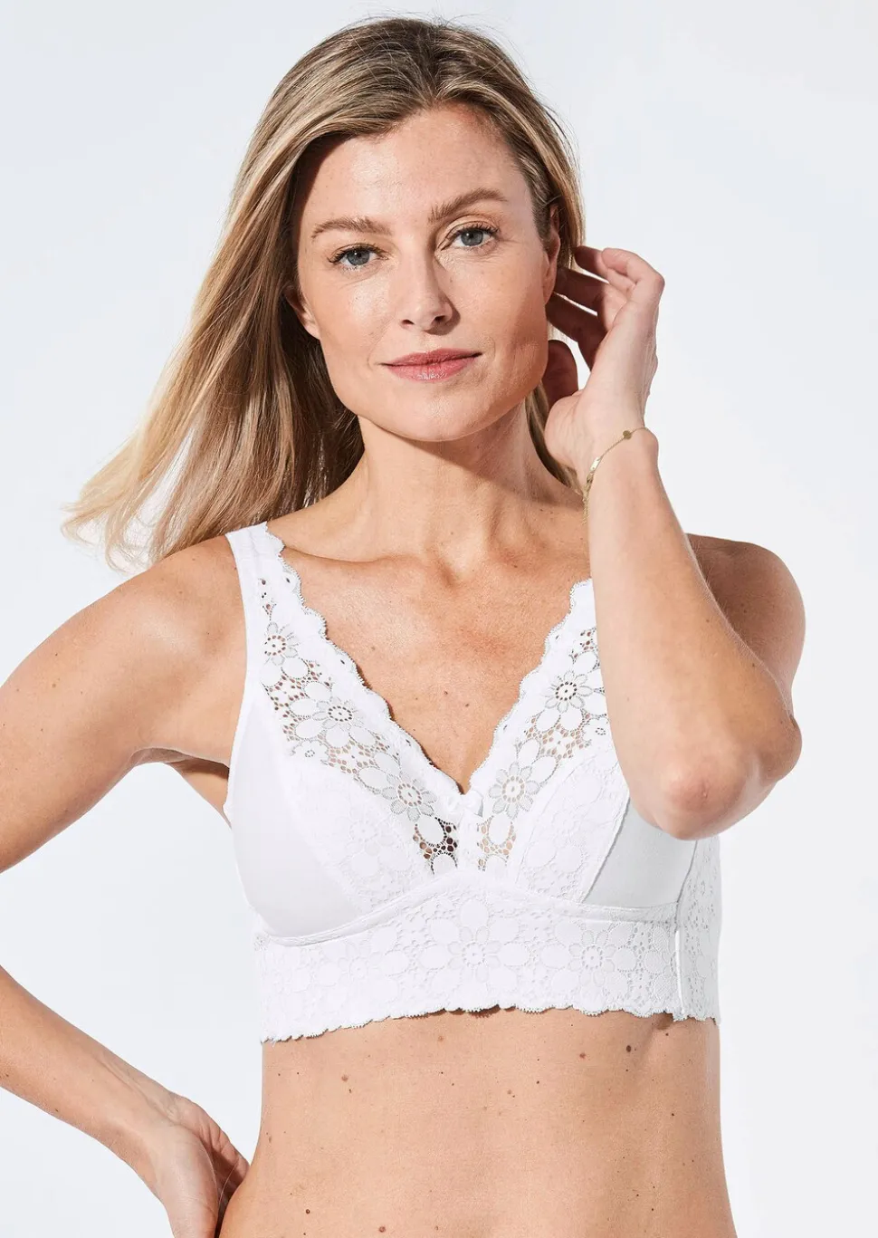 Soutien-gorge sans armature en coton et dentelle