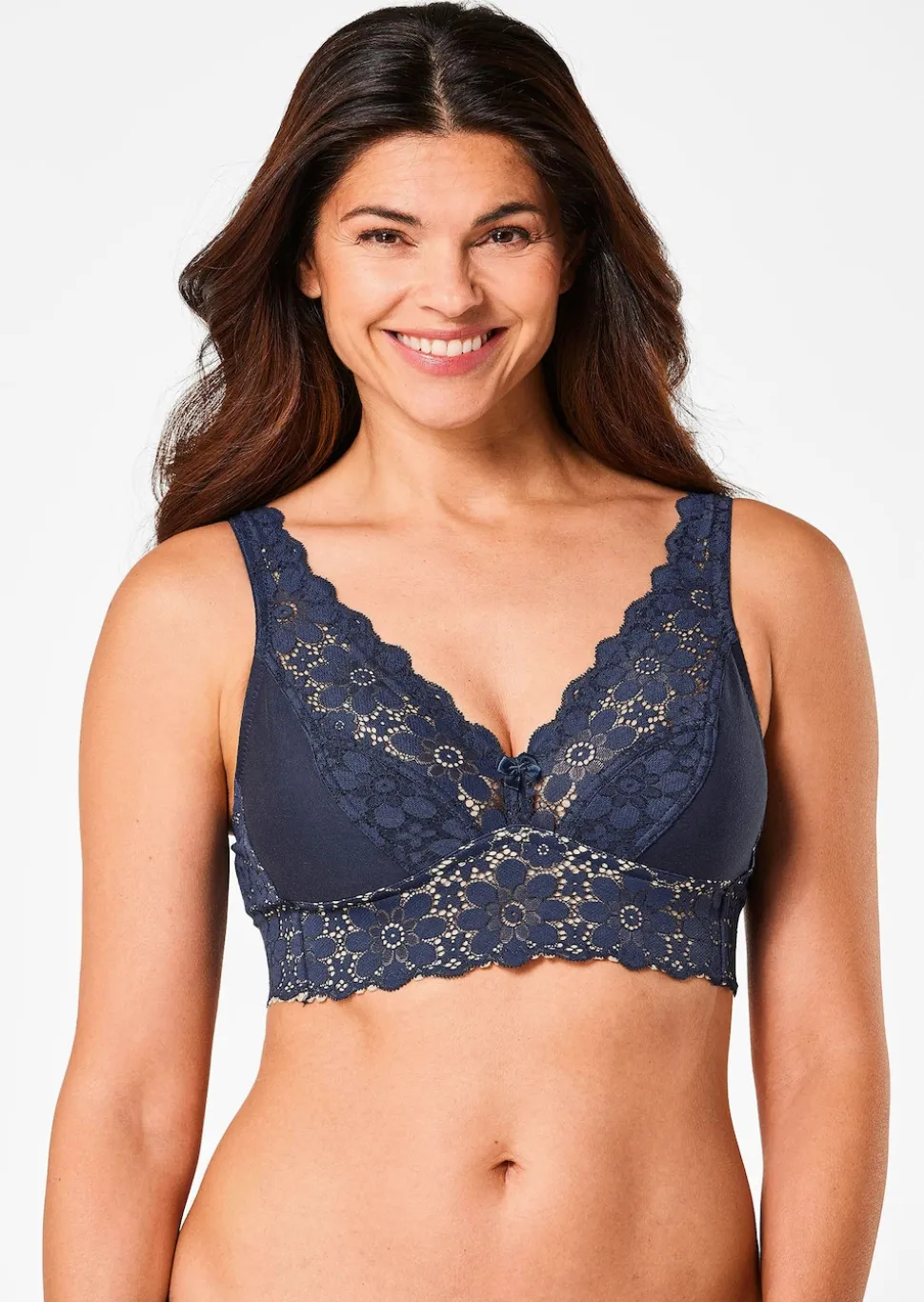 Soutien-gorge sans armature en coton et dentelle