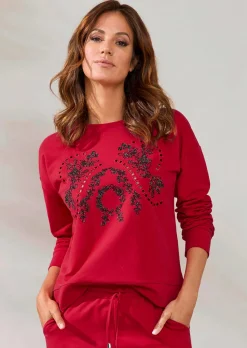 Sweat-shirt agrémenté de broderie séduisante