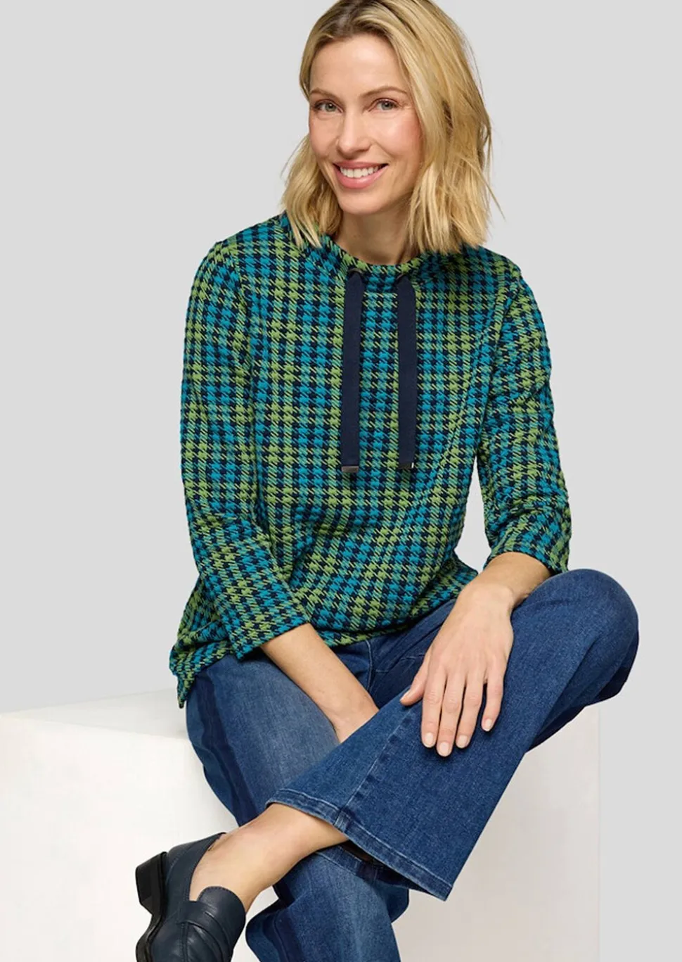 Sweat-shirt au motif pied-de-poule