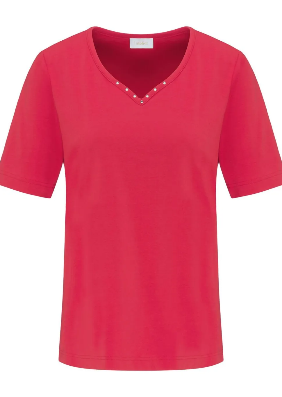 T-shirt avec charmante encolure et pierres décoratives