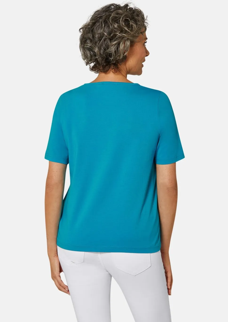 T-shirt avec charmante encolure et pierres décoratives