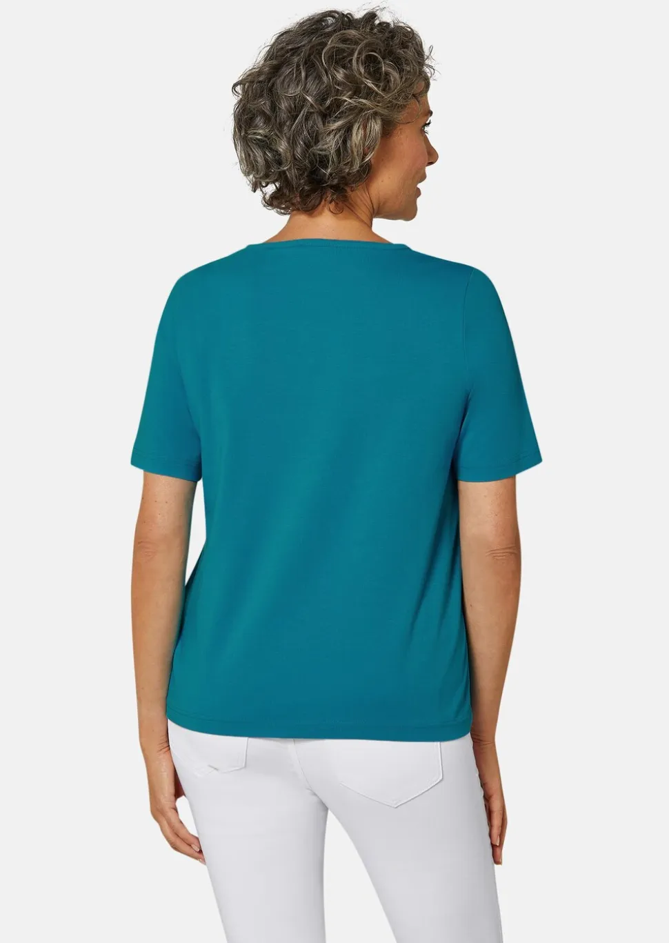 T-shirt avec charmante encolure et pierres décoratives