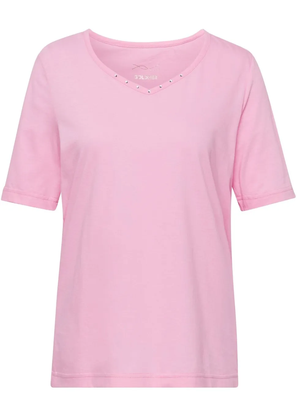 T-shirt avec charmante encolure et pierres décoratives