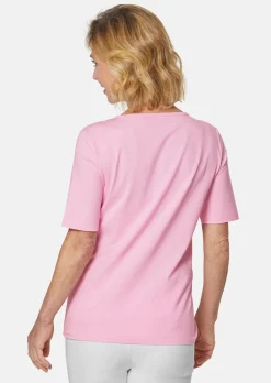 T-shirt avec charmante encolure et pierres décoratives