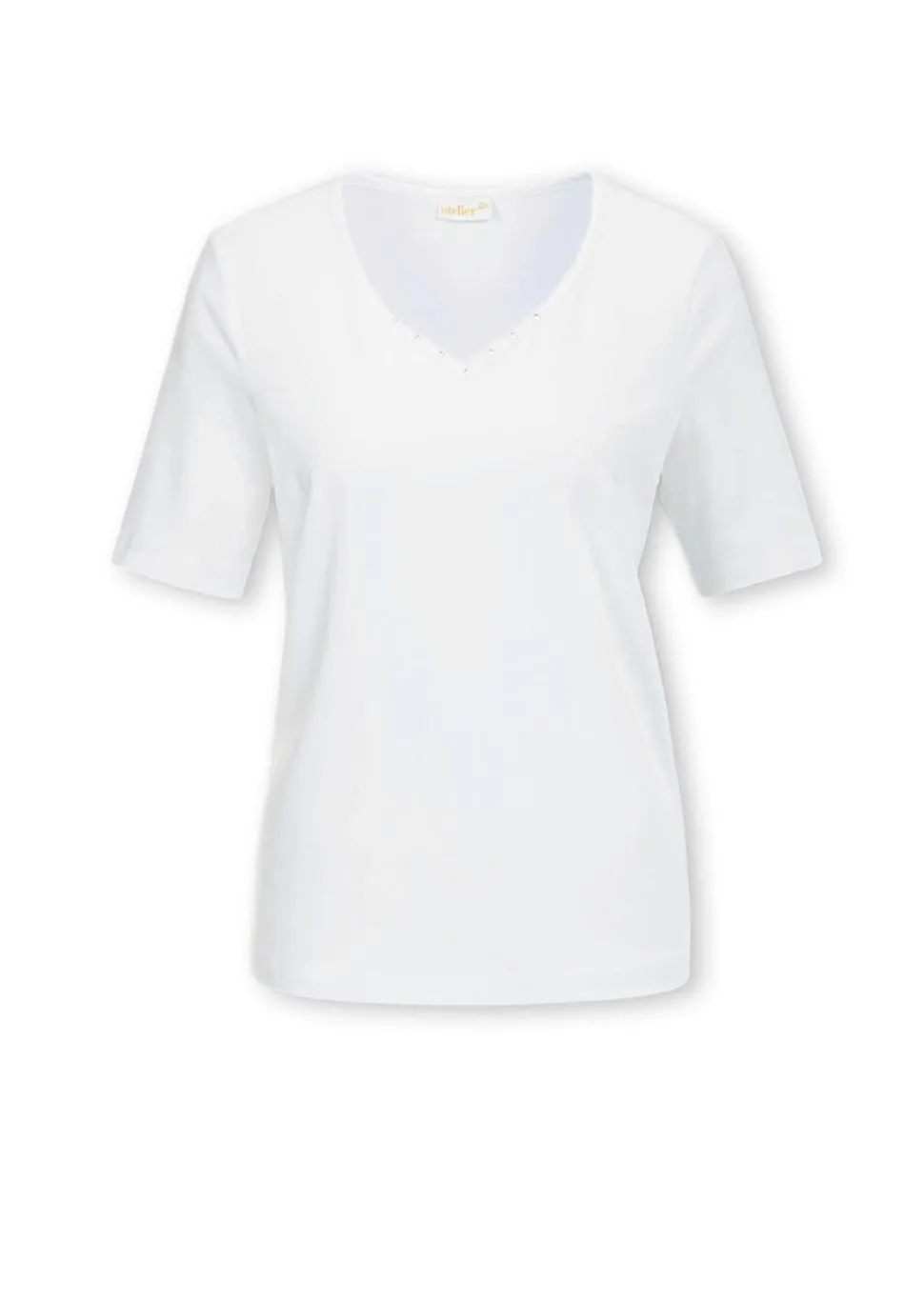 T-shirt avec charmante encolure et pierres décoratives