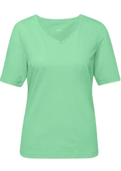 T-shirt avec charmante encolure et pierres décoratives