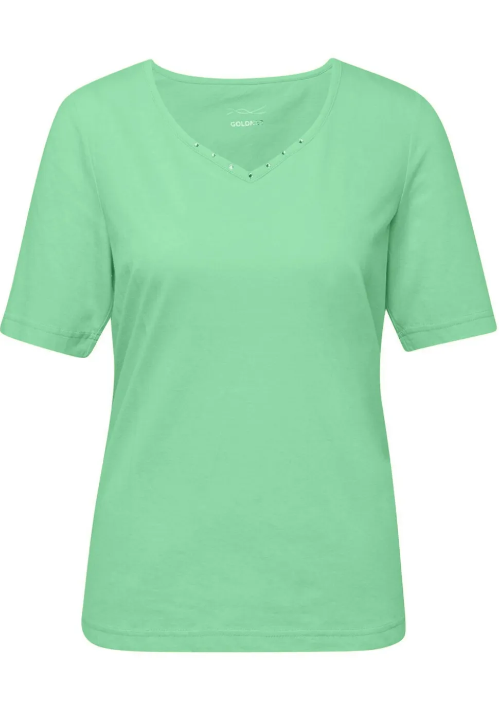 T-shirt avec charmante encolure et pierres décoratives