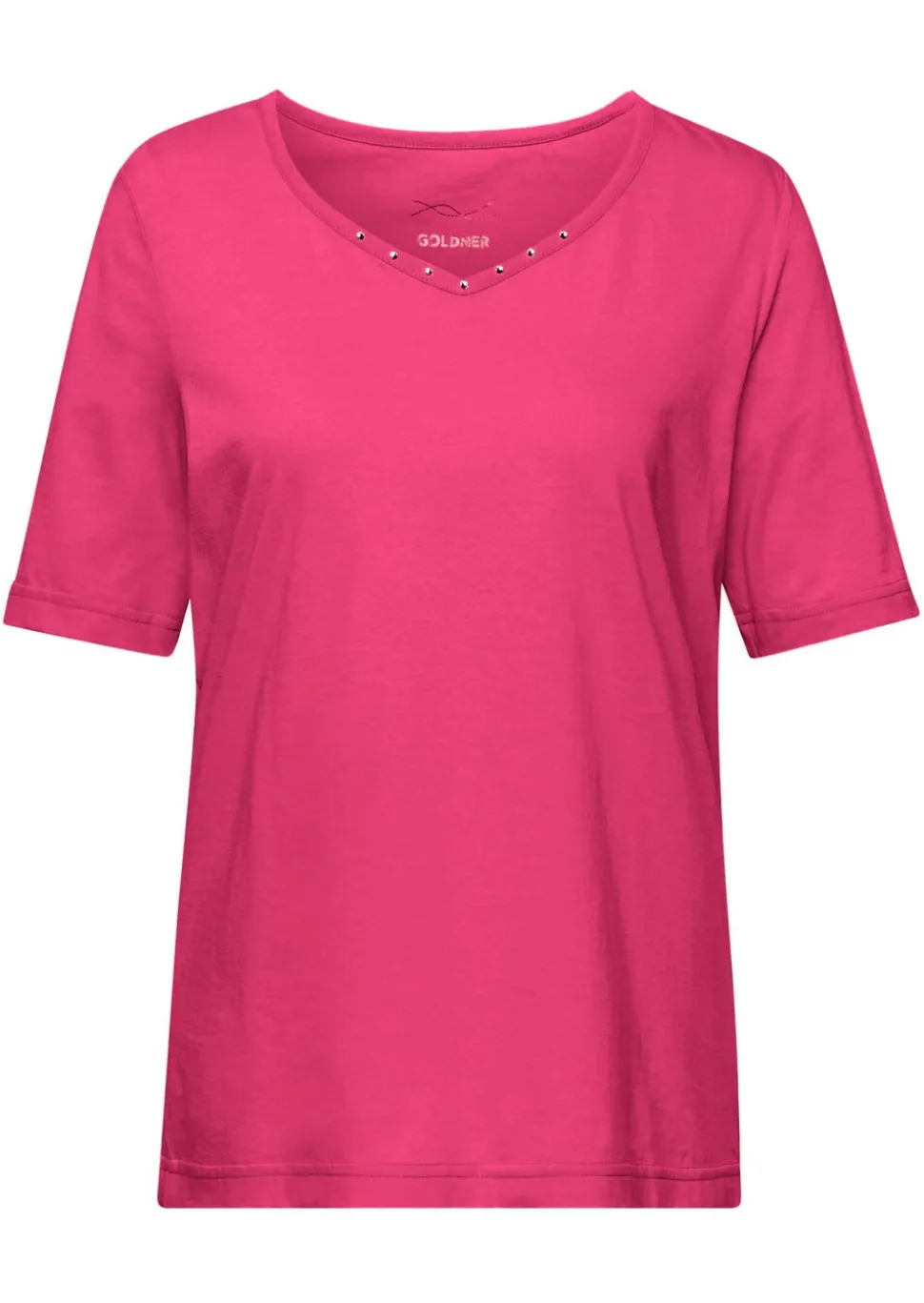 T-shirt avec charmante encolure et pierres décoratives