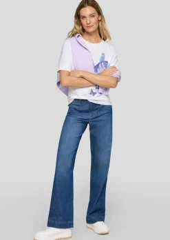 T-shirt avec motif de papillons ornées de pierres scintillantes