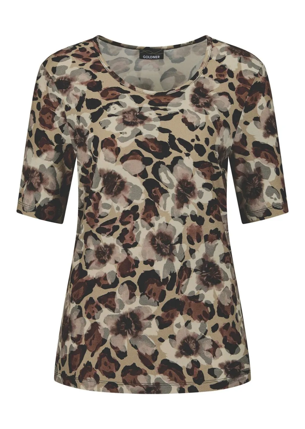 T-shirt avec motifs léopard et floral.