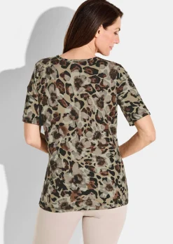 T-shirt avec motifs léopard et floral.
