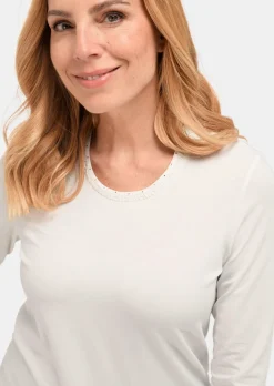 T-shirt brillant à encolure arrondie en coton Pima