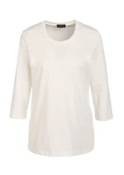 T-shirt brillant à encolure arrondie en coton Pima