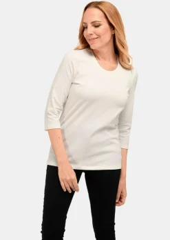T-shirt brillant à encolure arrondie en coton Pima